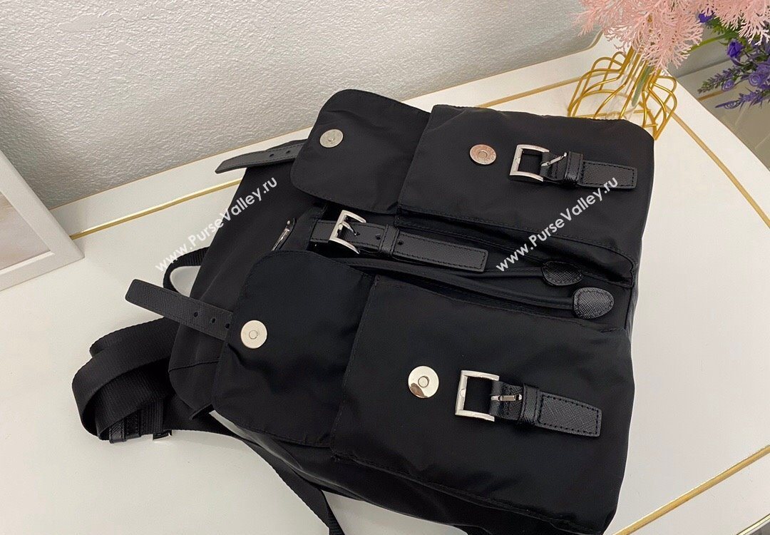 Prada Nylon Backpack Bag Black/Silver 2025 BZ2811 (nana-251121100)