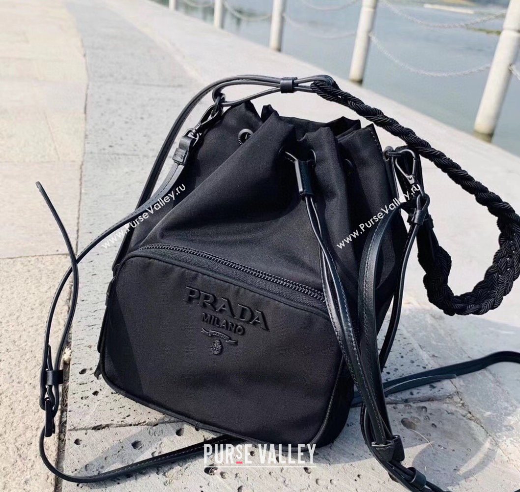 Prada Duet Nylon Bucket Bag Black 2025 1BH038 (nana-251121098)
