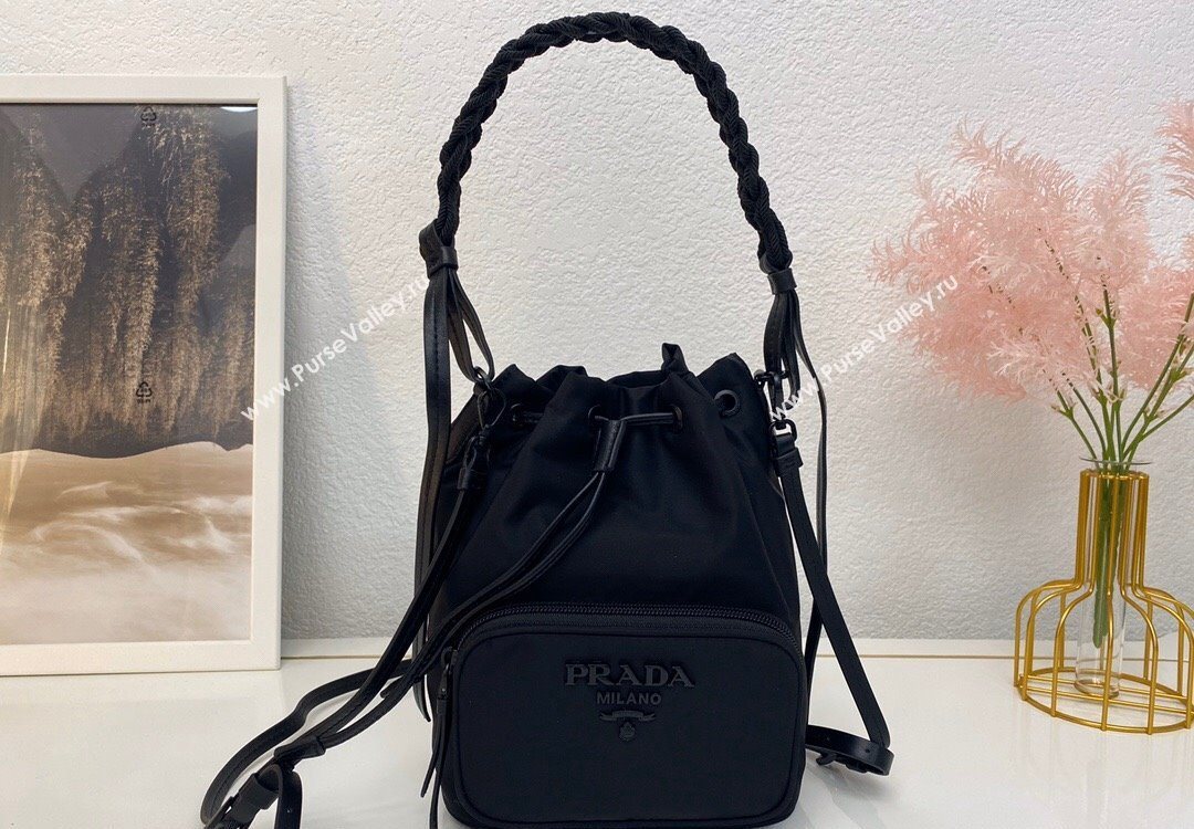 Prada Duet Nylon Bucket Bag Black 2025 1BH038 (nana-251121098)