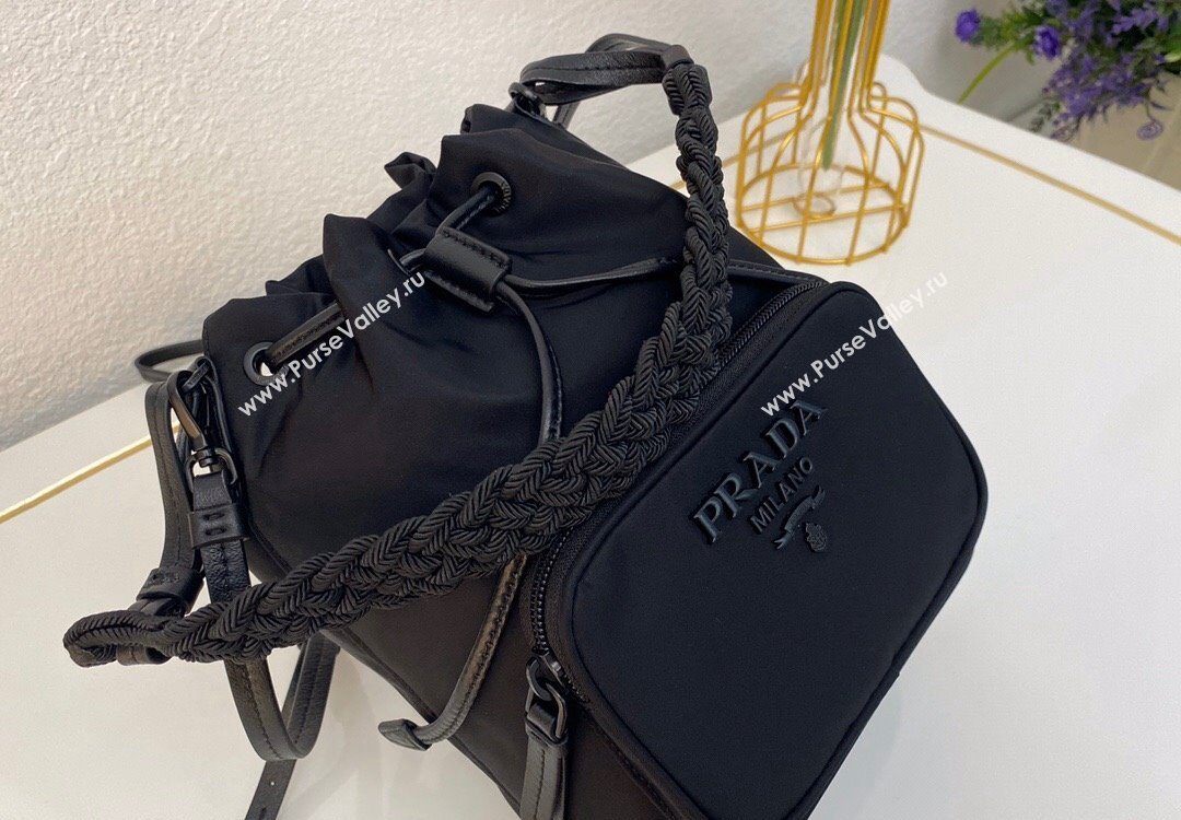 Prada Duet Nylon Bucket Bag Black 2025 1BH038 (nana-251121098)