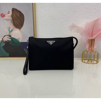 Prada Re-Nylon and Saffiano Leather Necessaire Toiletry Clutch 2NE789 Black 2025 (nana-251121095)