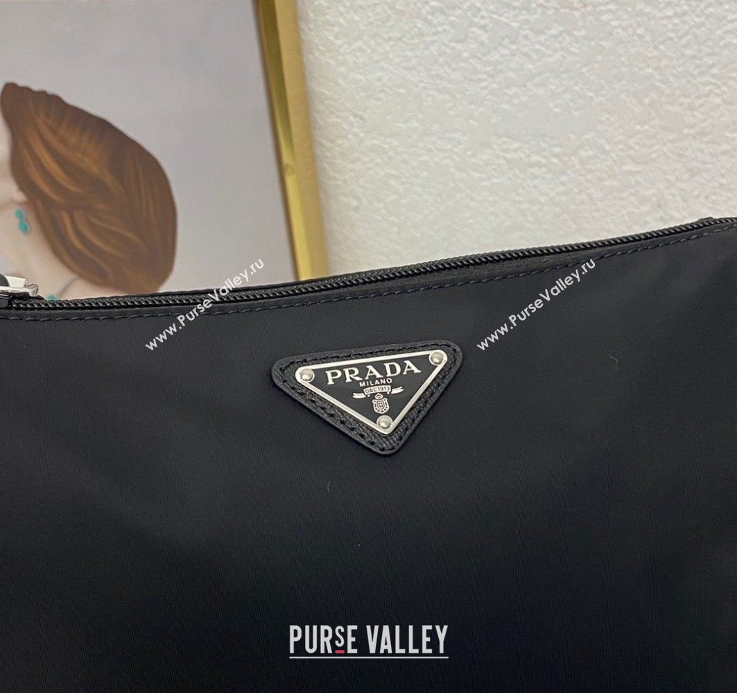 Prada Re-Nylon and Saffiano Leather Necessaire Toiletry Clutch 2NE789 Black 2025 (nana-251121095)