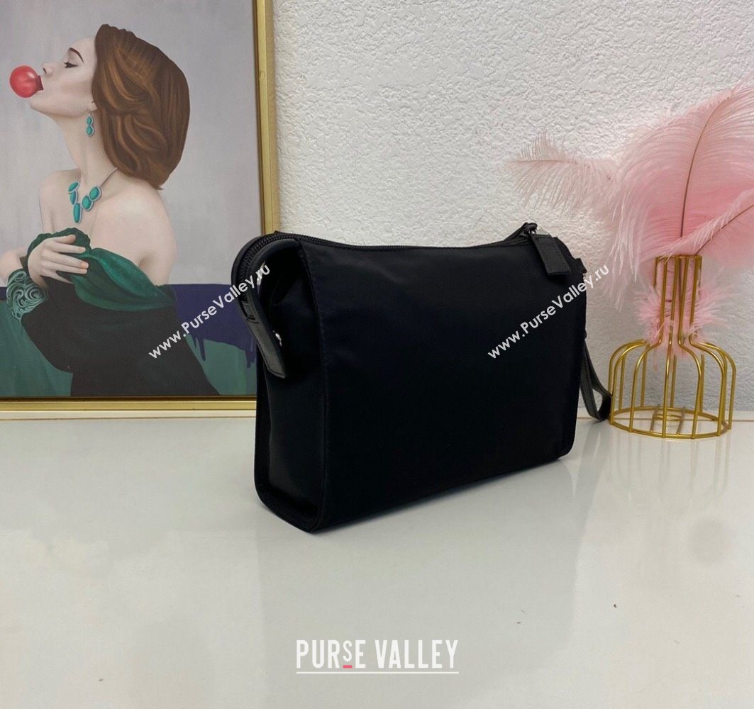 Prada Re-Nylon and Saffiano Leather Necessaire Toiletry Clutch 2NE789 Black 2025 (nana-251121095)