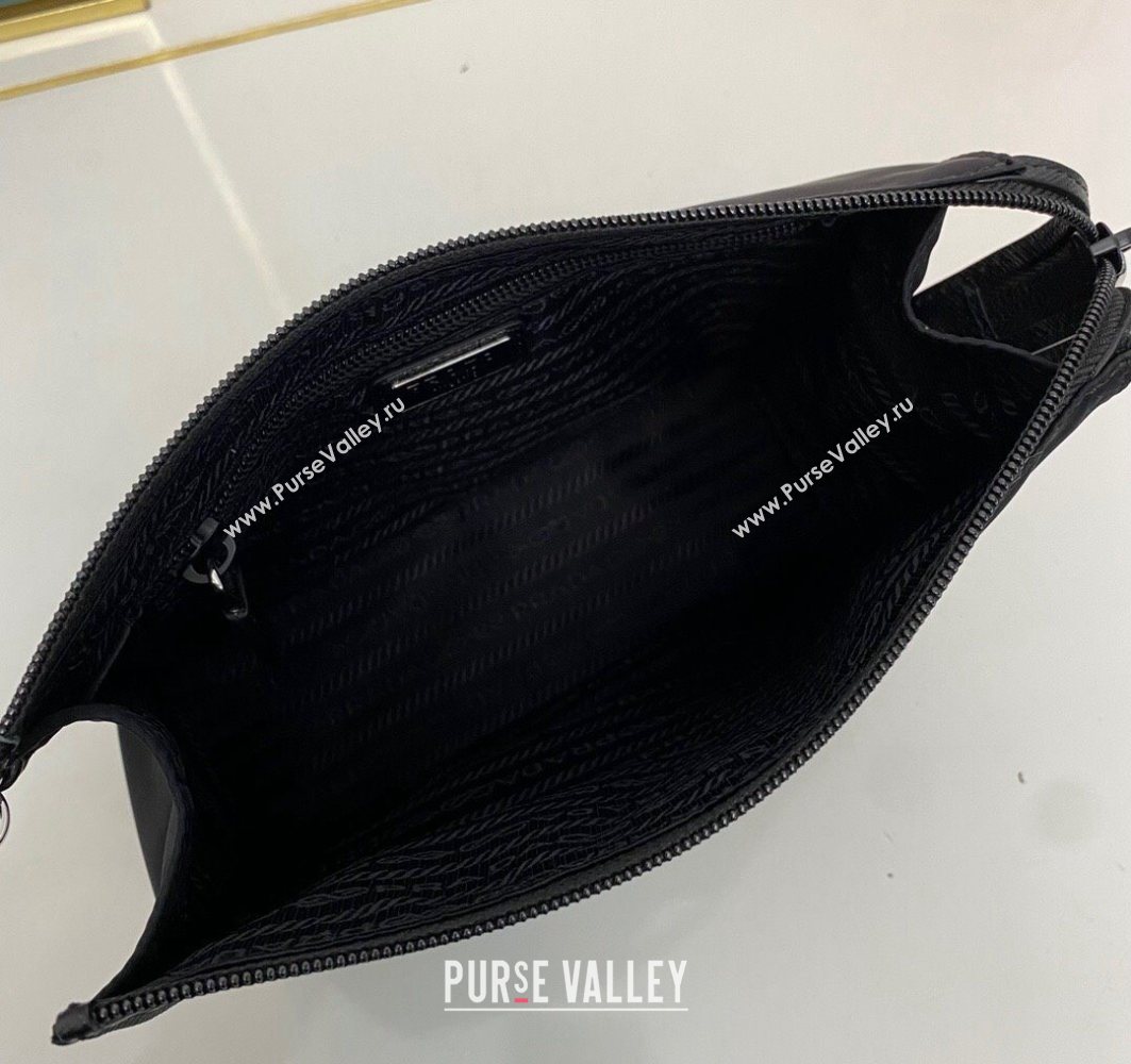 Prada Re-Nylon and Saffiano Leather Necessaire Toiletry Clutch 2NE789 Black 2025 (nana-251121095)