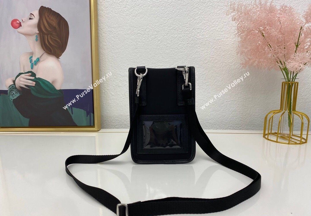 Prada Re-Nylon and Saffiano Leather Smartphone Case 2ZH109 Black 2025 (nana-251121093)
