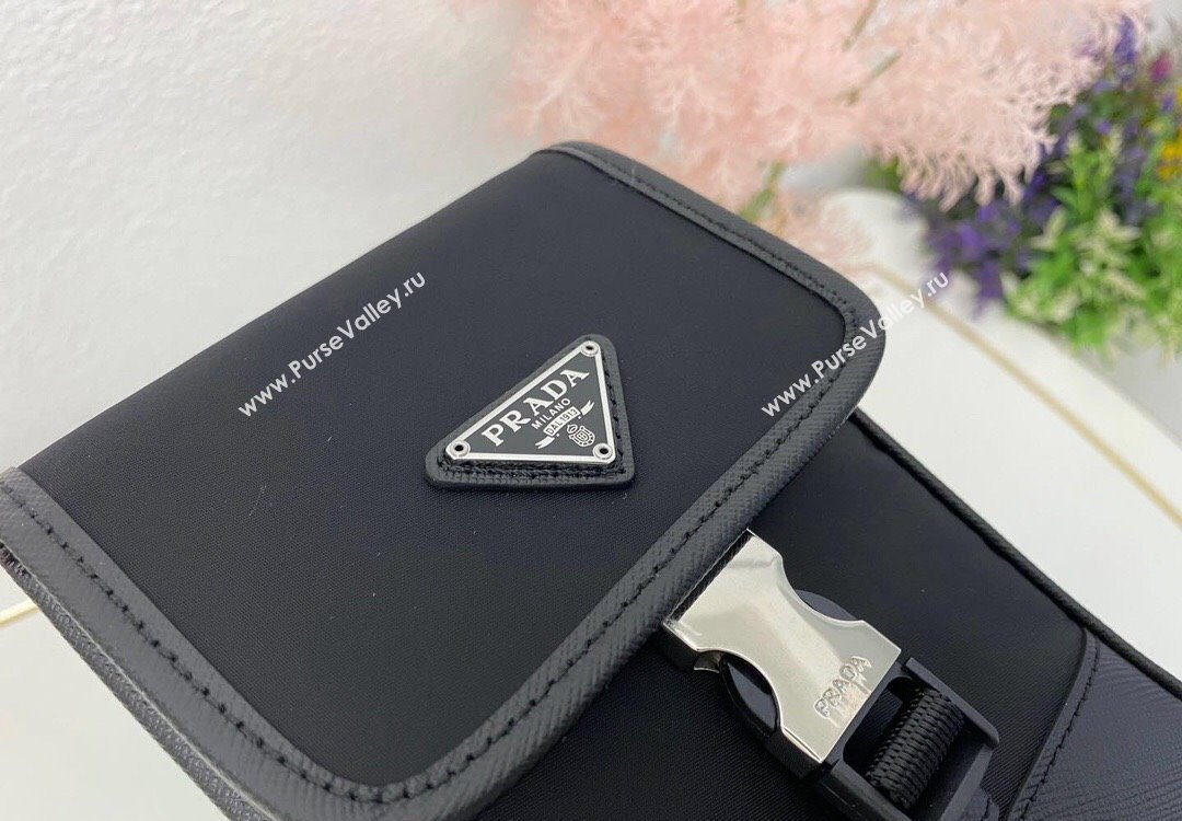 Prada Re-Nylon and Saffiano Leather Smartphone Case 2ZH109 Black 2025 (nana-251121093)