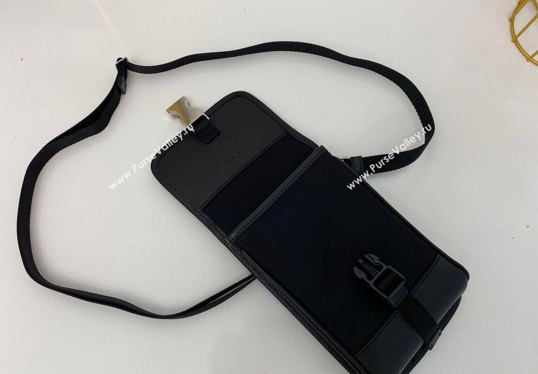 Prada Re-Nylon and Saffiano Leather Smartphone Case 2ZH109 Black 2025 (nana-251121093)