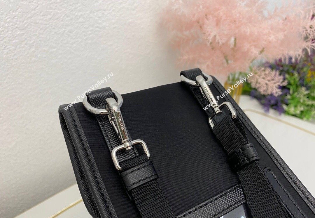 Prada Re-Nylon and Saffiano Leather Smartphone Case 2ZH109 Black 2025 (nana-251121093)