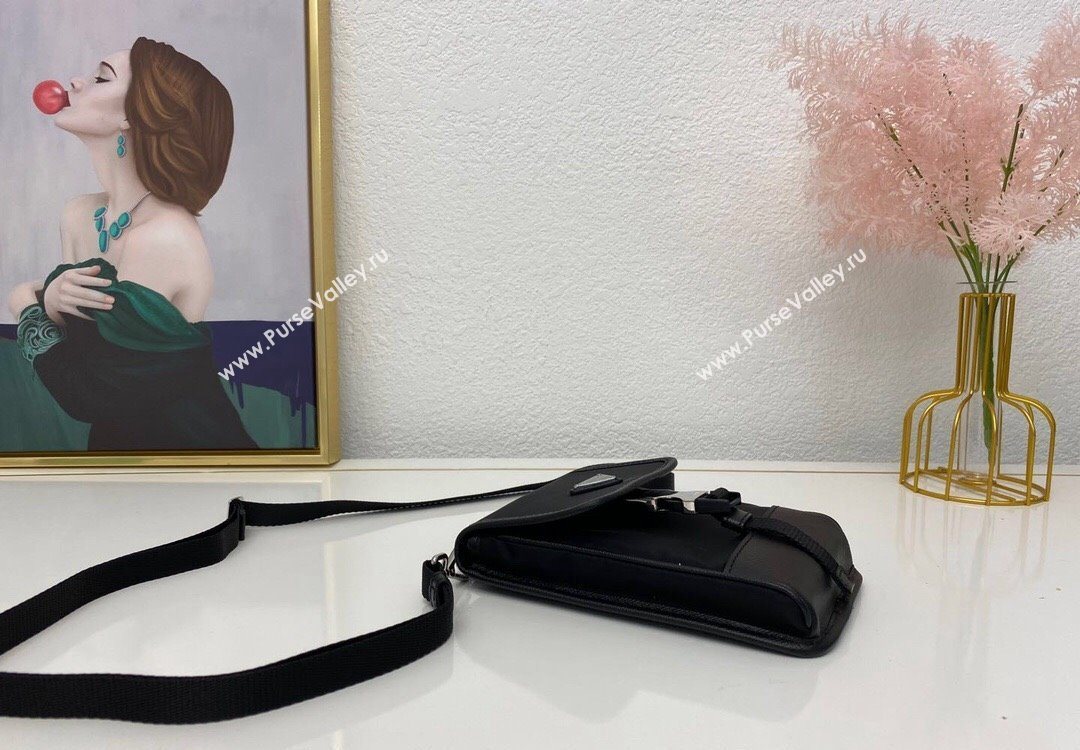 Prada Re-Nylon and Saffiano Leather Smartphone Case 2ZH109 Black 2025 (nana-251121093)