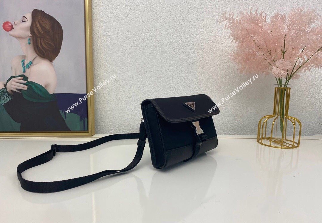 Prada Re-Nylon and Saffiano Leather Smartphone Case 2ZH108 Black 2025 (nana-251121092)