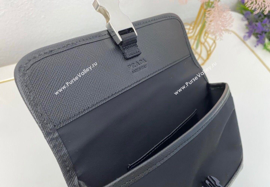 Prada Re-Nylon and Saffiano Leather Smartphone Case 2ZH108 Black 2025 (nana-251121092)