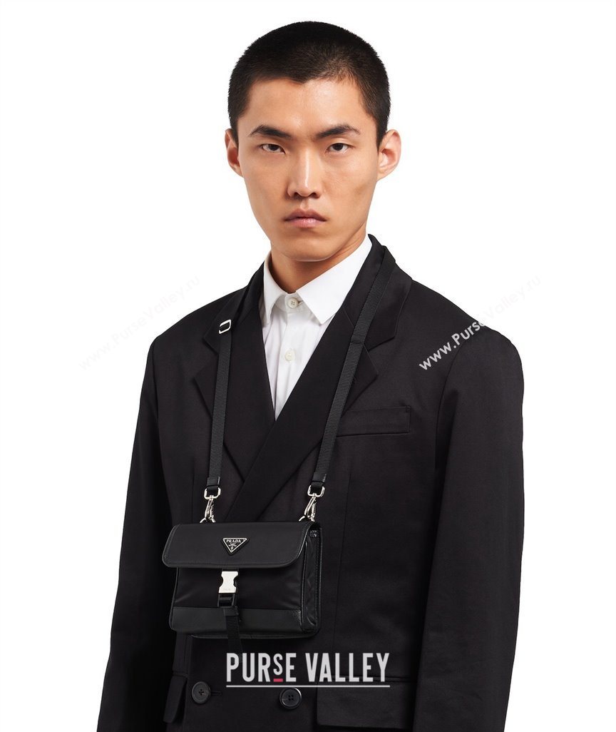 Prada Re-Nylon and Saffiano Leather Smartphone Case 2ZH108 Black 2025 (nana-251121092)