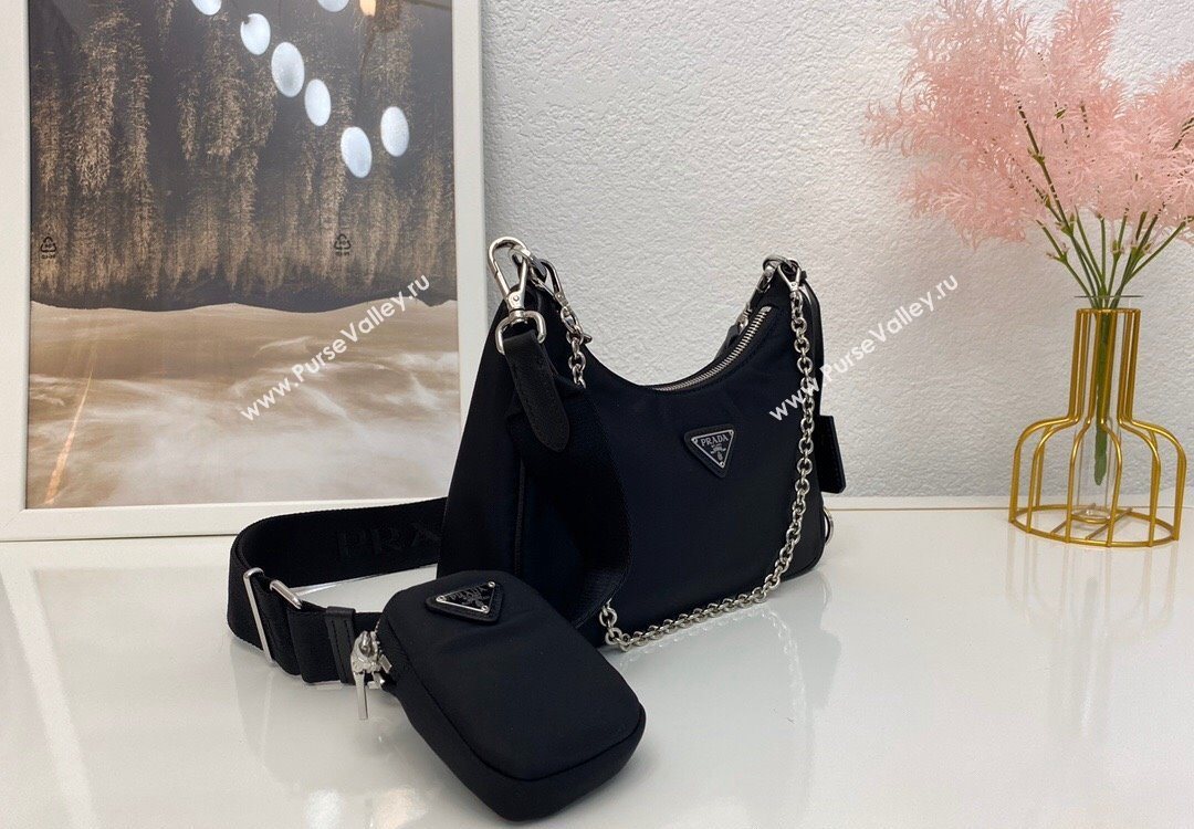 Prada Re-Edition 2005 Nylon Shoulder Bag 1BH204 Black 2025 (nana-251121088)