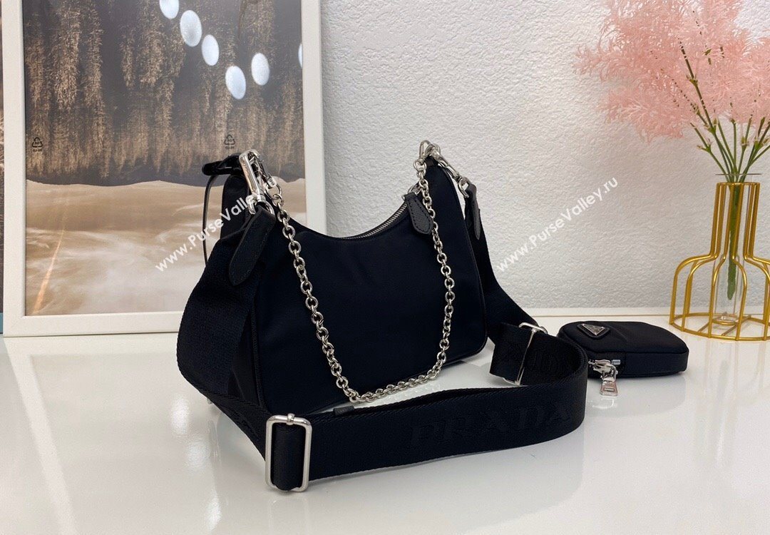 Prada Re-Edition 2005 Nylon Shoulder Bag 1BH204 Black 2025 (nana-251121088)