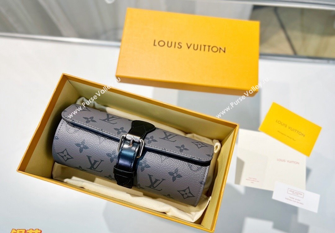 Louis Vuitton 3 Watch Case in Silver Grey Monogram Canvas M47530 2025 (HY-250312022)
