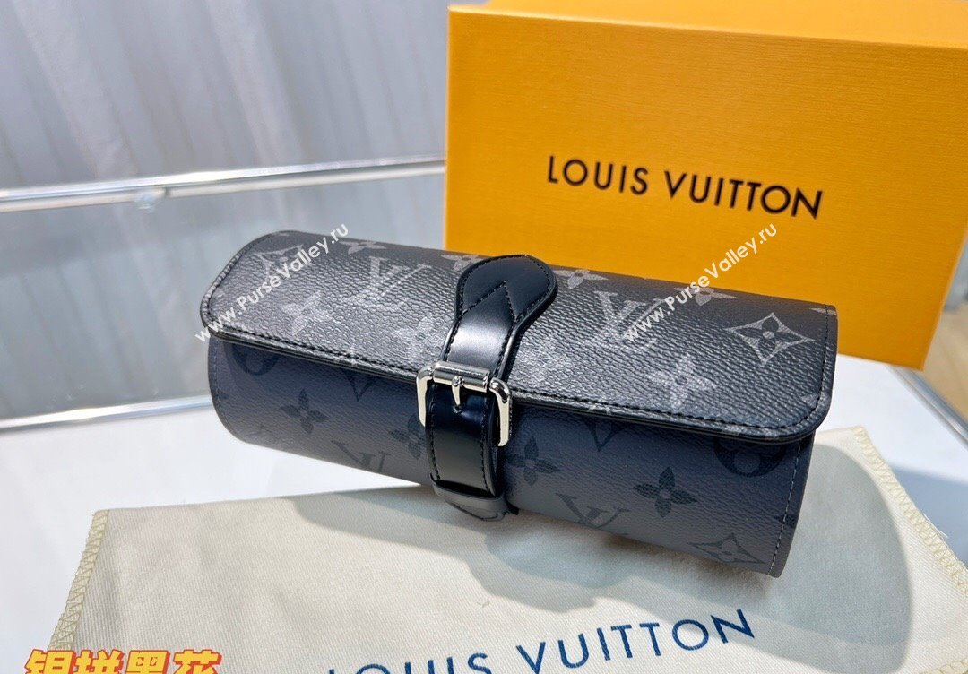 Louis Vuitton 3 Watch Case in Grey and Black Monogram Canvas M47530 2025 (HY-250312021)