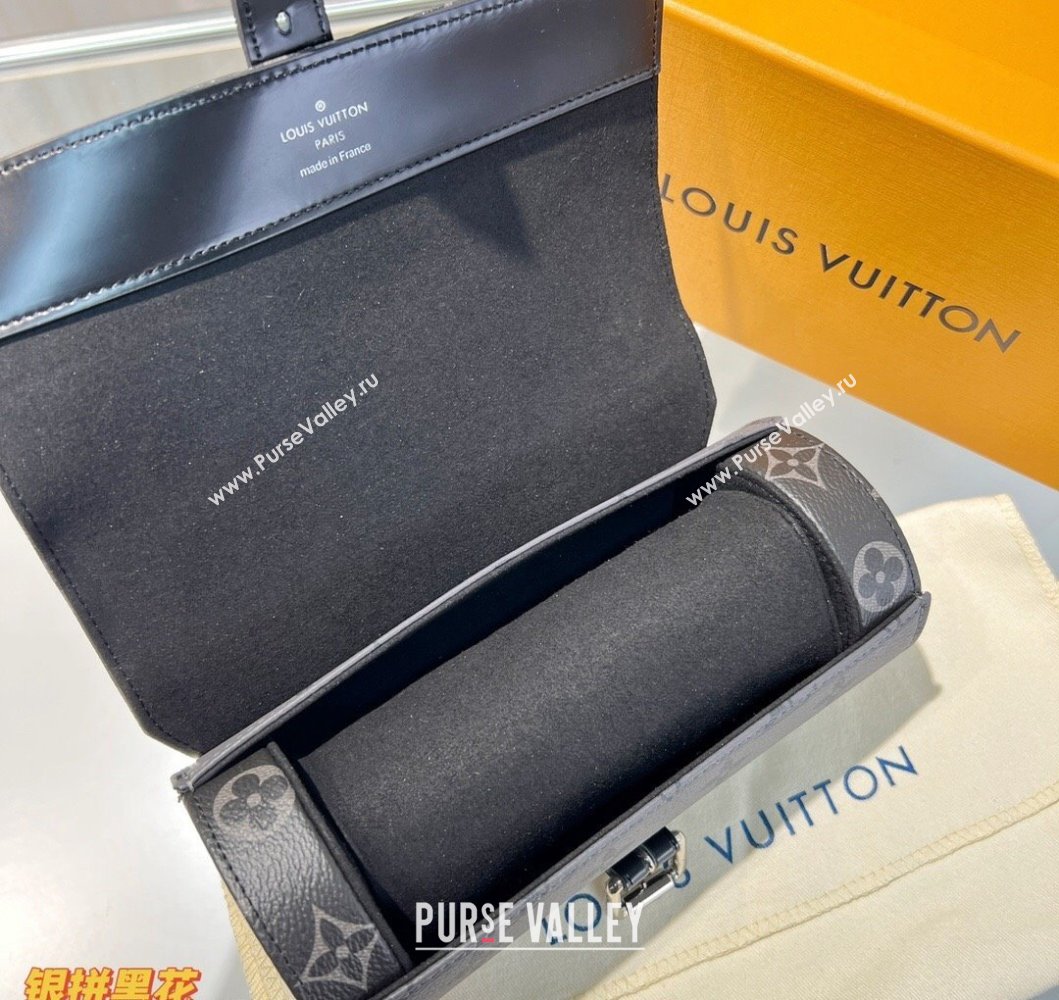 Louis Vuitton 3 Watch Case in Grey and Black Monogram Canvas M47530 2025 (HY-250312021)