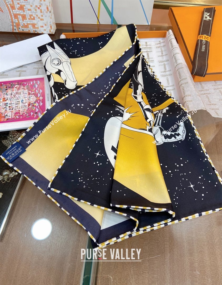 Hermes Silk Sqaure Scarf 90x90cm Black/Gold 2023 0905 (WTZ-230905027)