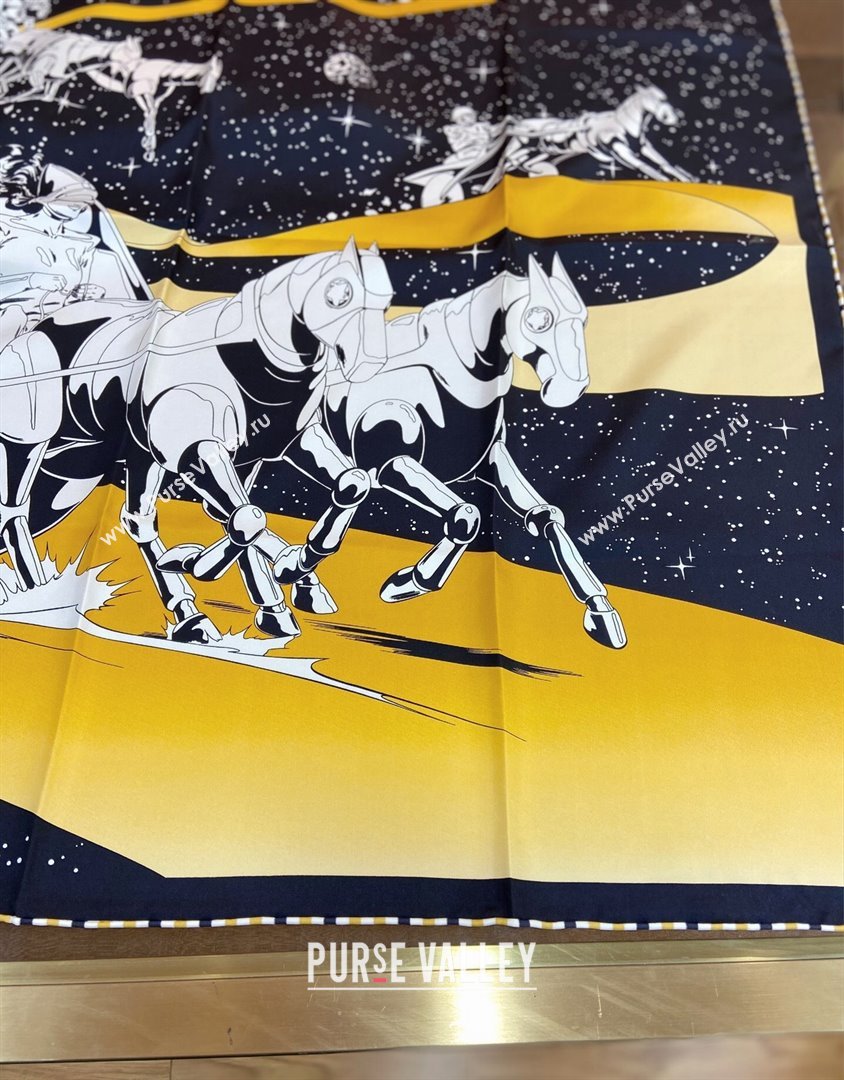 Hermes Silk Sqaure Scarf 90x90cm Black/Gold 2023 0905 (WTZ-230905027)