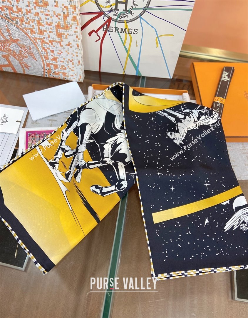 Hermes Silk Sqaure Scarf 90x90cm Black/Gold 2023 0905 (WTZ-230905027)