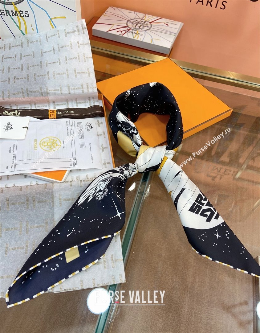 Hermes Silk Sqaure Scarf 90x90cm Black/Gold 2023 0905 (WTZ-230905027)