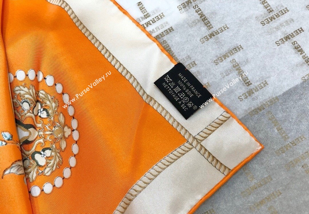Hermes Silk Sqaure Scarf 90x90cm Orange 2023 HS09051 (WTZ-230905028)