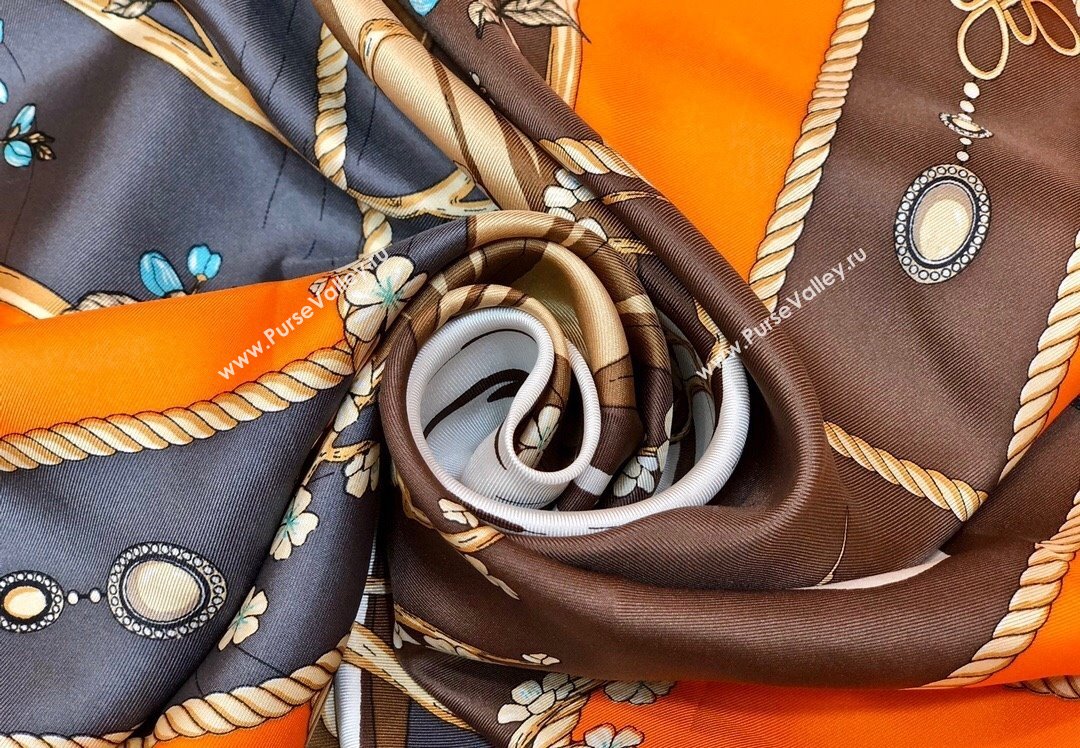 Hermes Silk Sqaure Scarf 90x90cm Orange 2023 HS09051 (WTZ-230905028)