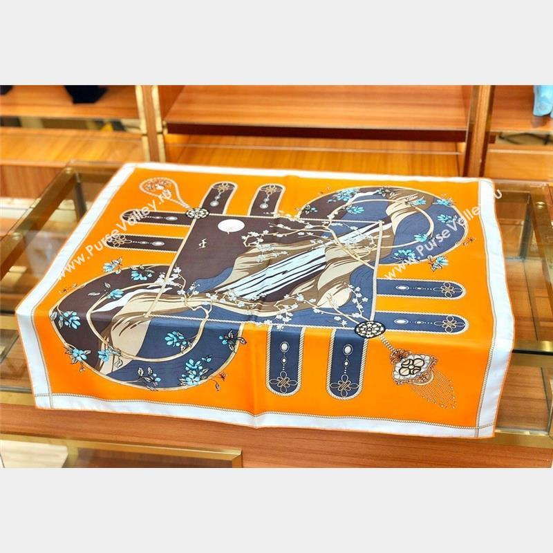 Hermes Silk Sqaure Scarf 90x90cm Orange 2023 HS09051 (WTZ-230905028)