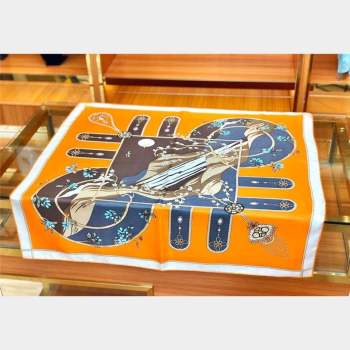Hermes Silk Sqaure Scarf 90x90cm Orange 2023 HS09051 (WTZ-230905028)