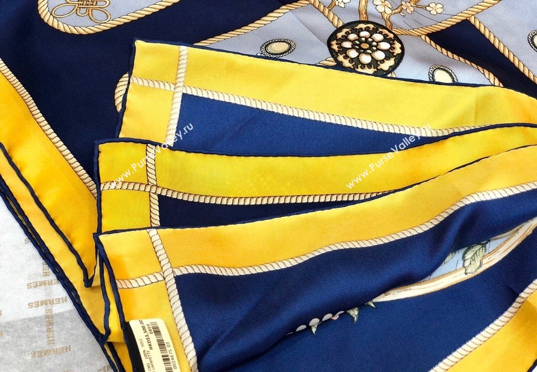 Hermes Silk Sqaure Scarf 90x90cm Blue 2023 HS09051 (WTZ-230905029)