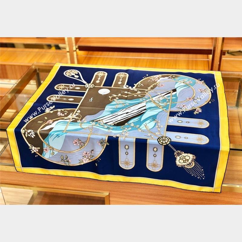 Hermes Silk Sqaure Scarf 90x90cm Blue 2023 HS09051 (WTZ-230905029)