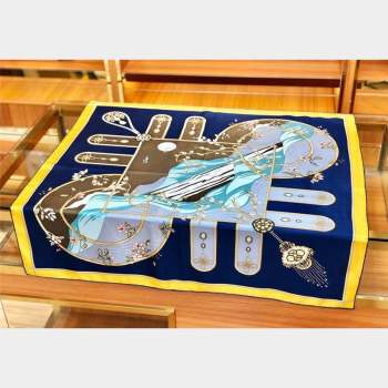 Hermes Silk Sqaure Scarf 90x90cm Blue 2023 HS09051 (WTZ-230905029)