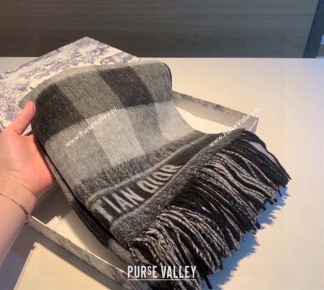 Dior Cashmere Check Scarf Grey 2023 Dr09051 (XMN-230905006)