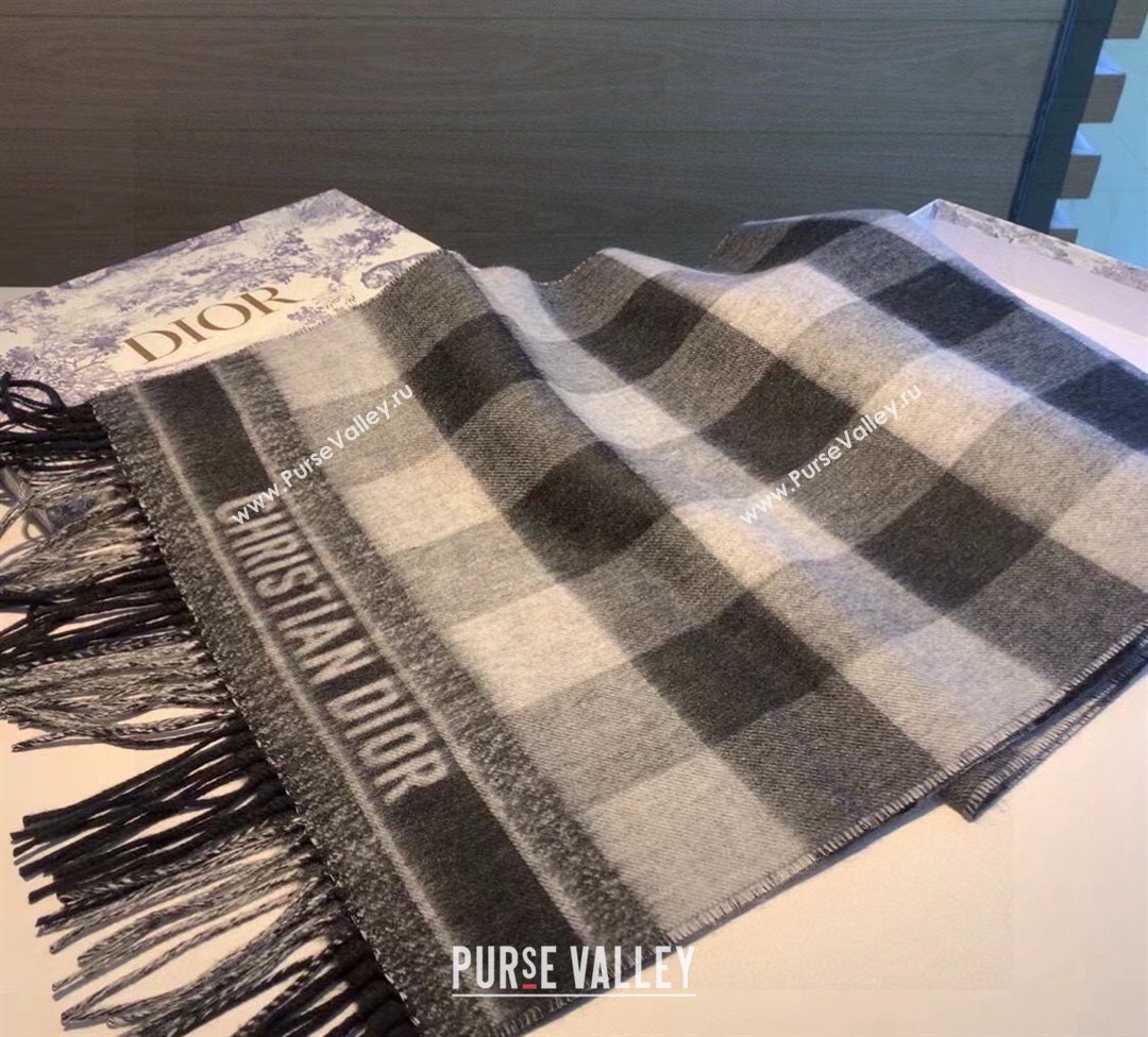 Dior Cashmere Check Scarf Grey 2023 Dr09051 (XMN-230905006)