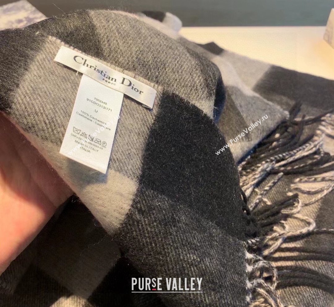 Dior Cashmere Check Scarf Grey 2023 Dr09051 (XMN-230905006)