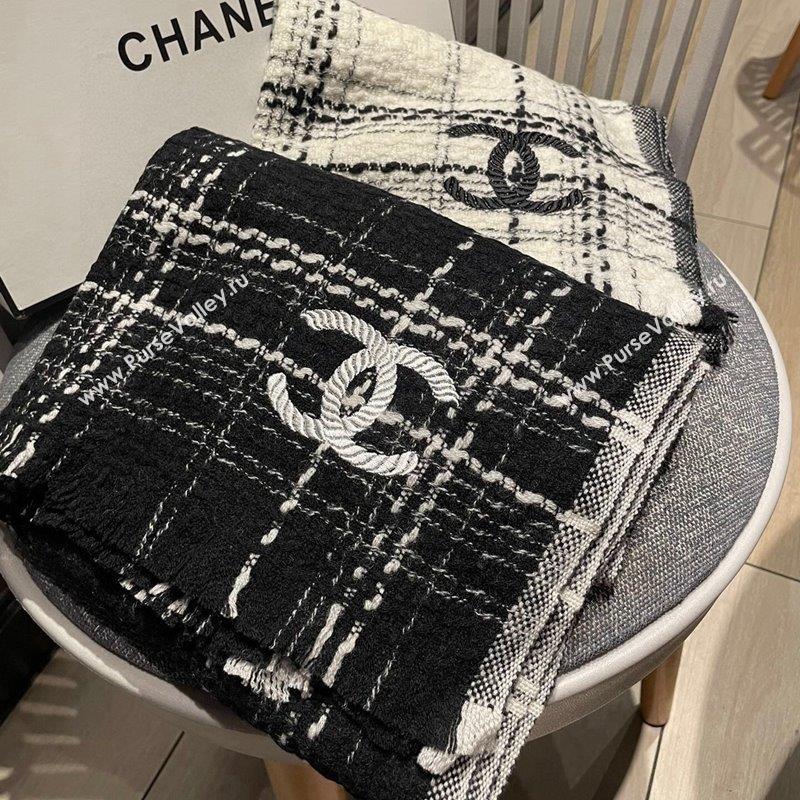 Chanel Wool Long Scarf 50x200cm White/Black 2023 0905 (XMN-230905005)