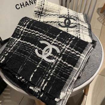 Chanel Wool Long Scarf 50x200cm White/Black 2023 0905 (XMN-230905005)