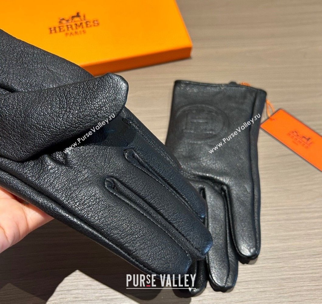 Hermes Leather and Cashmere Gloves Black 2023 0906 (XMN-230906035)