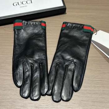 Gucci Lambskin and Cashmere Gloves with Web Black 2023 0906 (XMN-230906036)