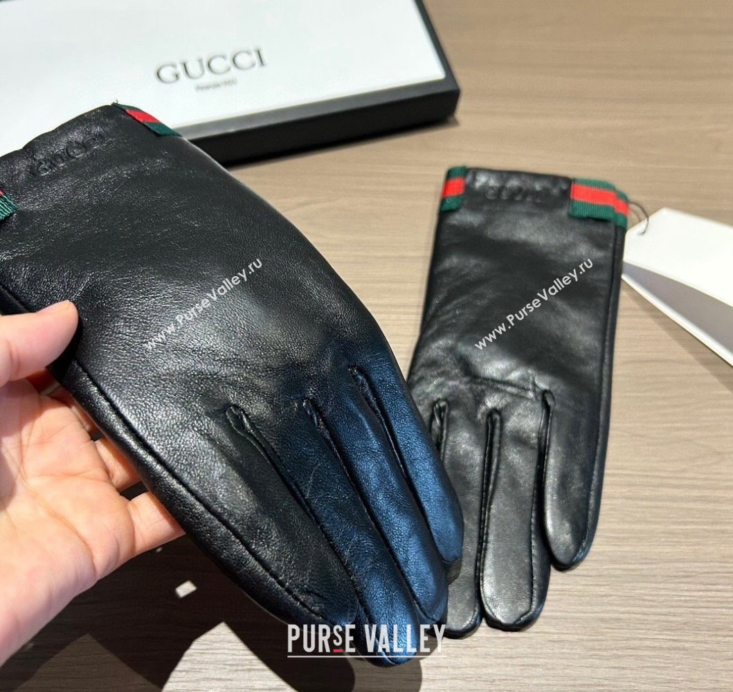 Gucci Lambskin and Cashmere Gloves with Web Black 2023 0906 (XMN-230906036)