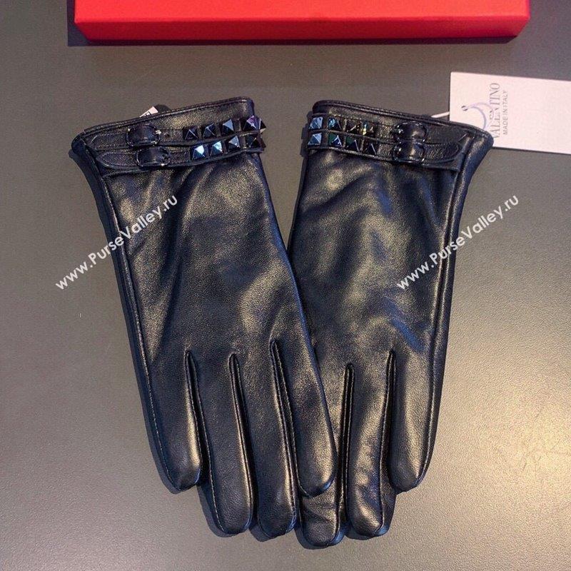 Valentino Rockstud Lambskin and Cashmere Gloves Black 2023 0906 (XMN-230906038)