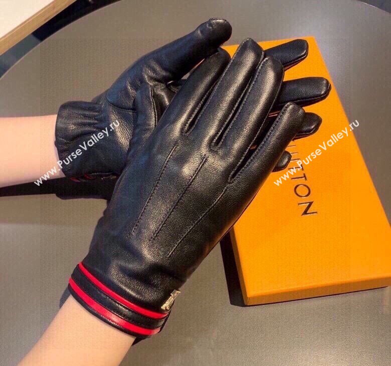 Louis Vuitton Lambskin and Cashmere Gloves Black/Red 2023 0906 (XMN-230906040)