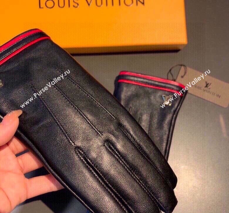 Louis Vuitton Lambskin and Cashmere Gloves Black/Red 2023 0906 (XMN-230906040)