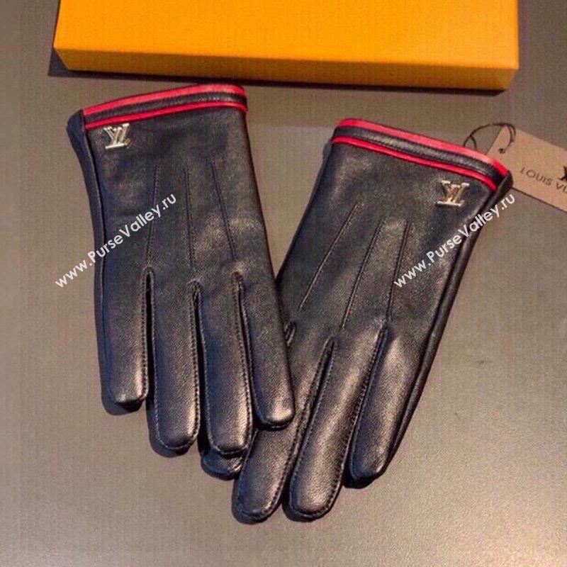 Louis Vuitton Lambskin and Cashmere Gloves Black/Red 2023 0906 (XMN-230906040)