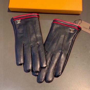 Louis Vuitton Lambskin and Cashmere Gloves Black/Red 2023 0906 (XMN-230906040)