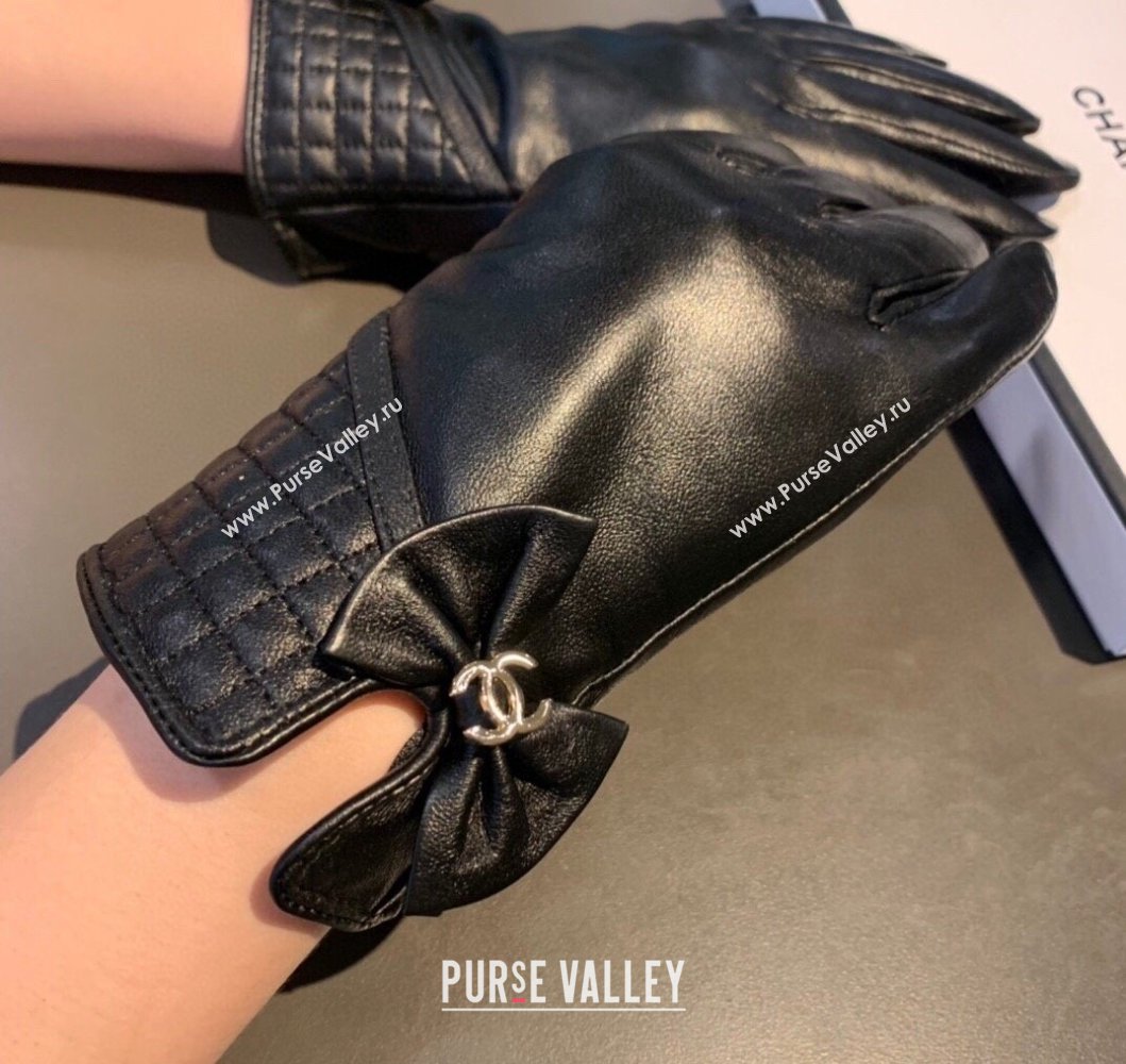 Chanel Lambskin and Cashmere Gloves with Bow Bow 2023 0906 (XMN-230906045)