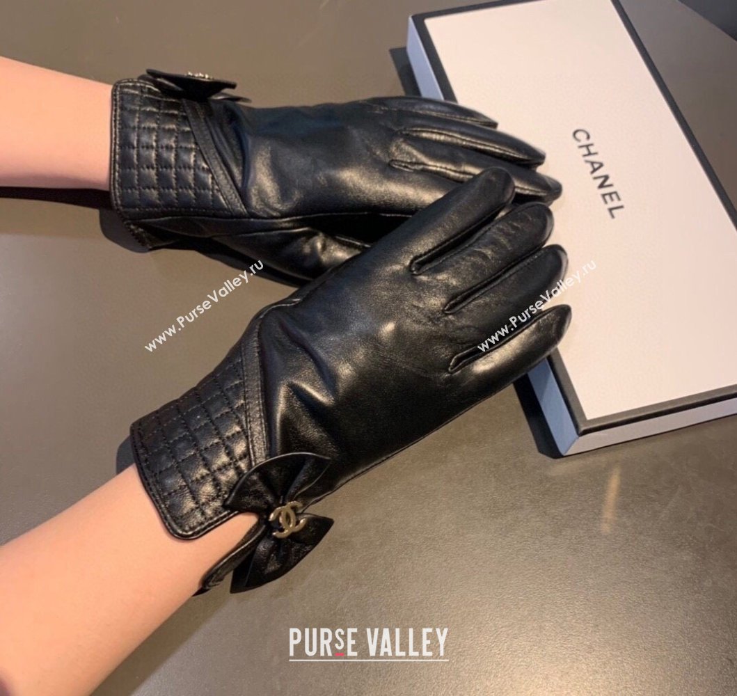 Chanel Lambskin and Cashmere Gloves with Bow Bow 2023 0906 (XMN-230906045)