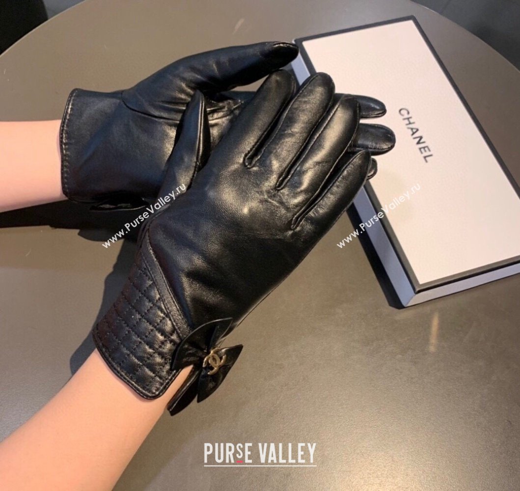 Chanel Lambskin and Cashmere Gloves with Bow Bow 2023 0906 (XMN-230906045)