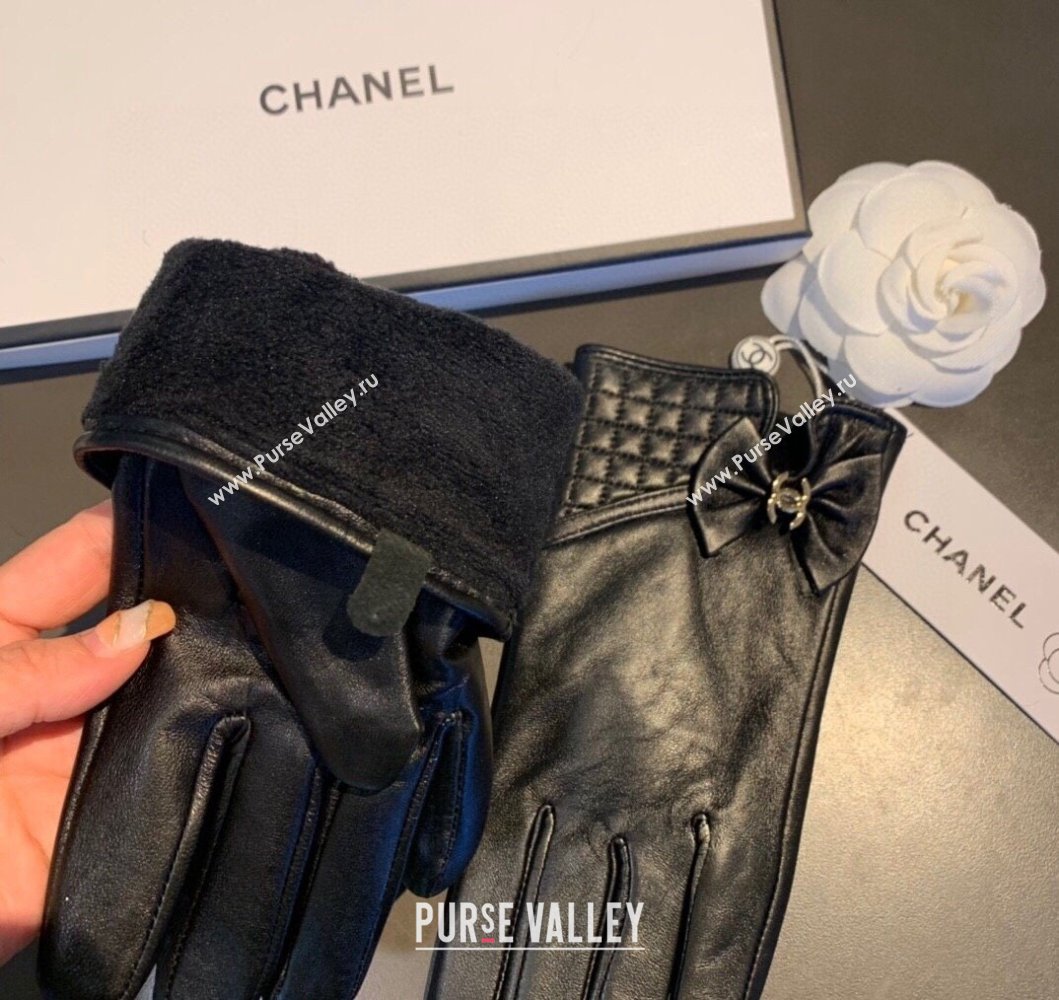 Chanel Lambskin and Cashmere Gloves with Bow Bow 2023 0906 (XMN-230906045)