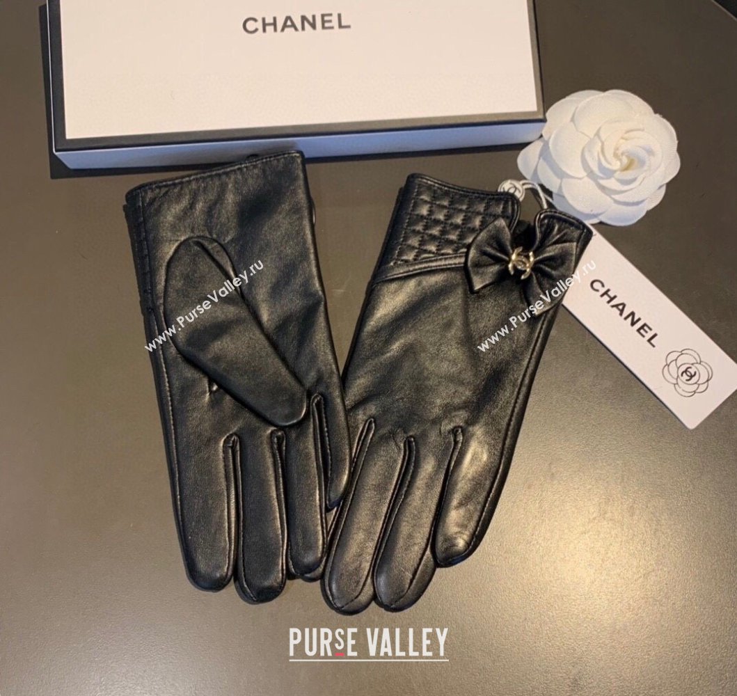 Chanel Lambskin and Cashmere Gloves with Bow Bow 2023 0906 (XMN-230906045)